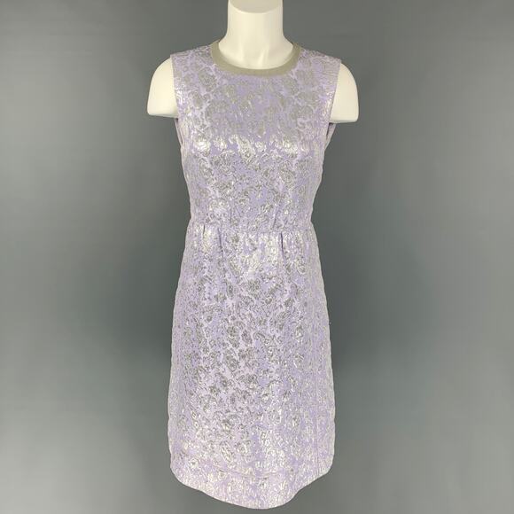 MARC JACOBS Size 6 Lavender & Silver Acetate Blend Jacquard Sheath Dress - Picture 1 of 1